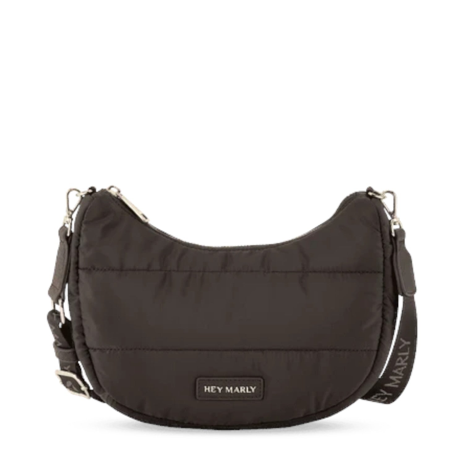 Lieblingstasche Lifetime Buddy S black quilted nylon crescent crossbody bag with adjustable branded strap