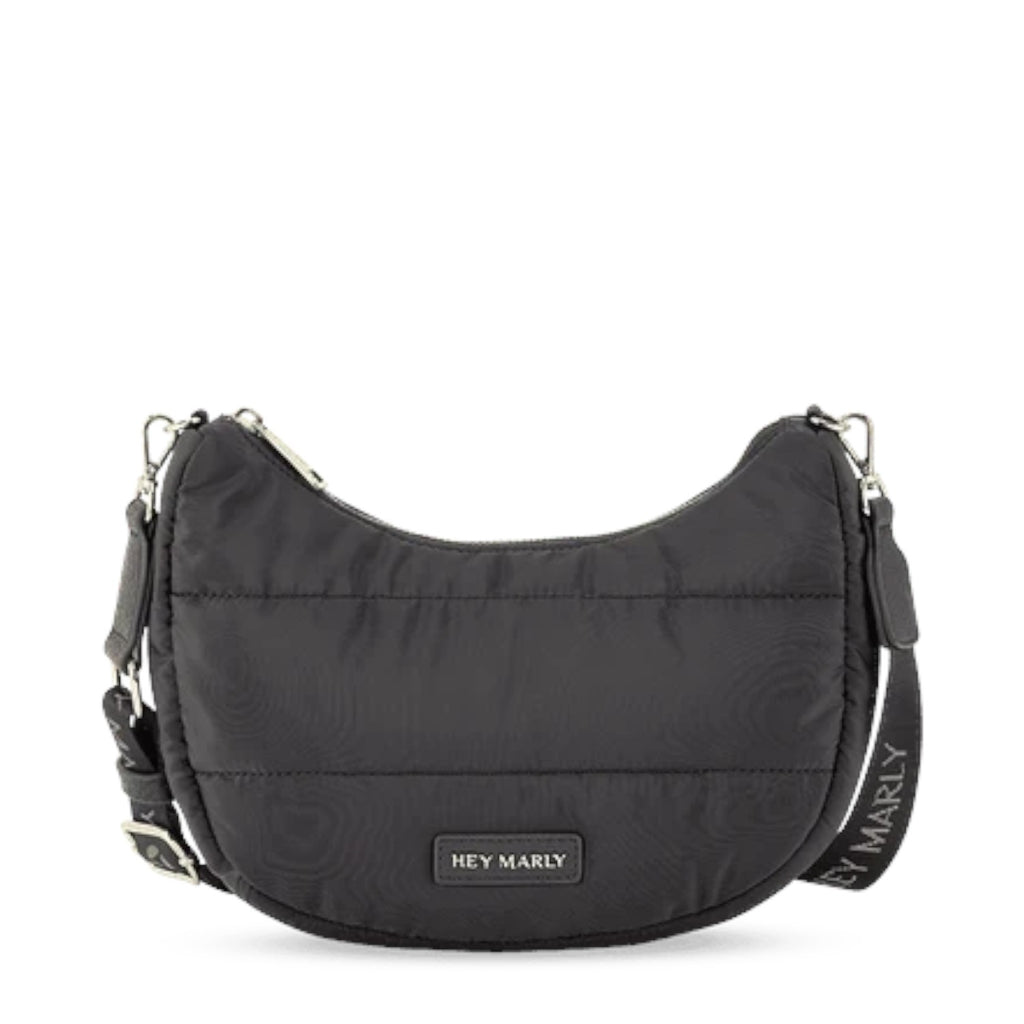 Lieblingstasche Lifetime Buddy S black quilted nylon crescent shoulder bag with branded strap
