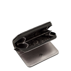 Lieblingstasche black and silver bi-fold wallet with a zippered coin compartment and patterned interior lining