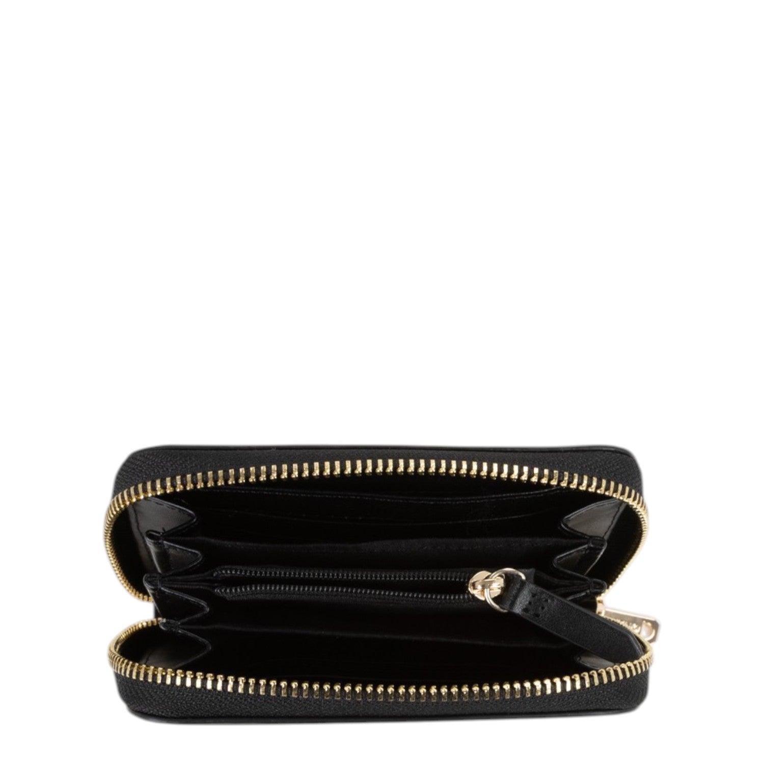 Lieblingstasche black zip around wallet Clio Re with gold hardware and multiple interior compartments.