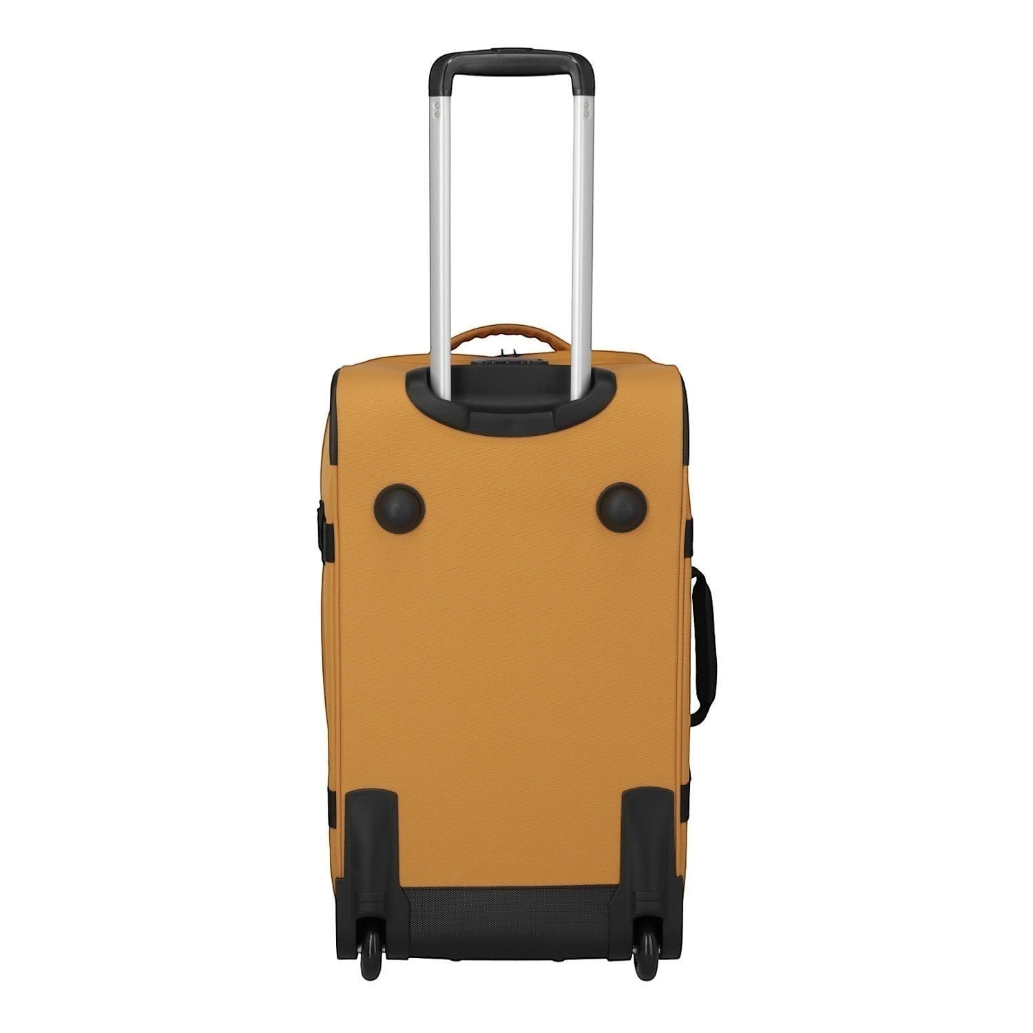 Lieblingstasche BOLONIA M rolling suitcase in mustard yellow fabric with black accents and telescopic handle.