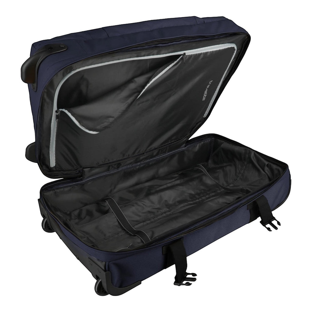 Lieblingstasche BOLONIA M navy blue rolling travel bag with interior compartments and straps.