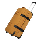 Lieblingstasche BOLONIA M mustard yellow rolling travel bag with black straps and telescopic handle.