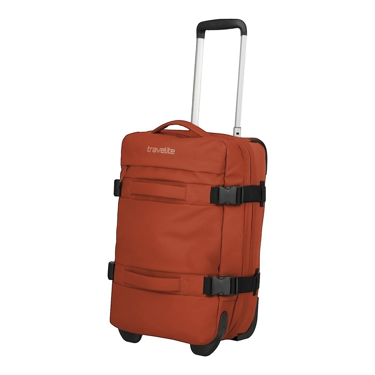 Lieblingstasche BOLONIA S orange travel bag with wheels and telescopic handle, durable fabric with compression straps.