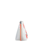 Lieblingstasche Brise white cosmetic bag with orange sailcloth accents and side zipper detail