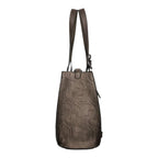 Lieblingstasche shoulder bag in metallic bronze with an embossed heart pattern and side view profile