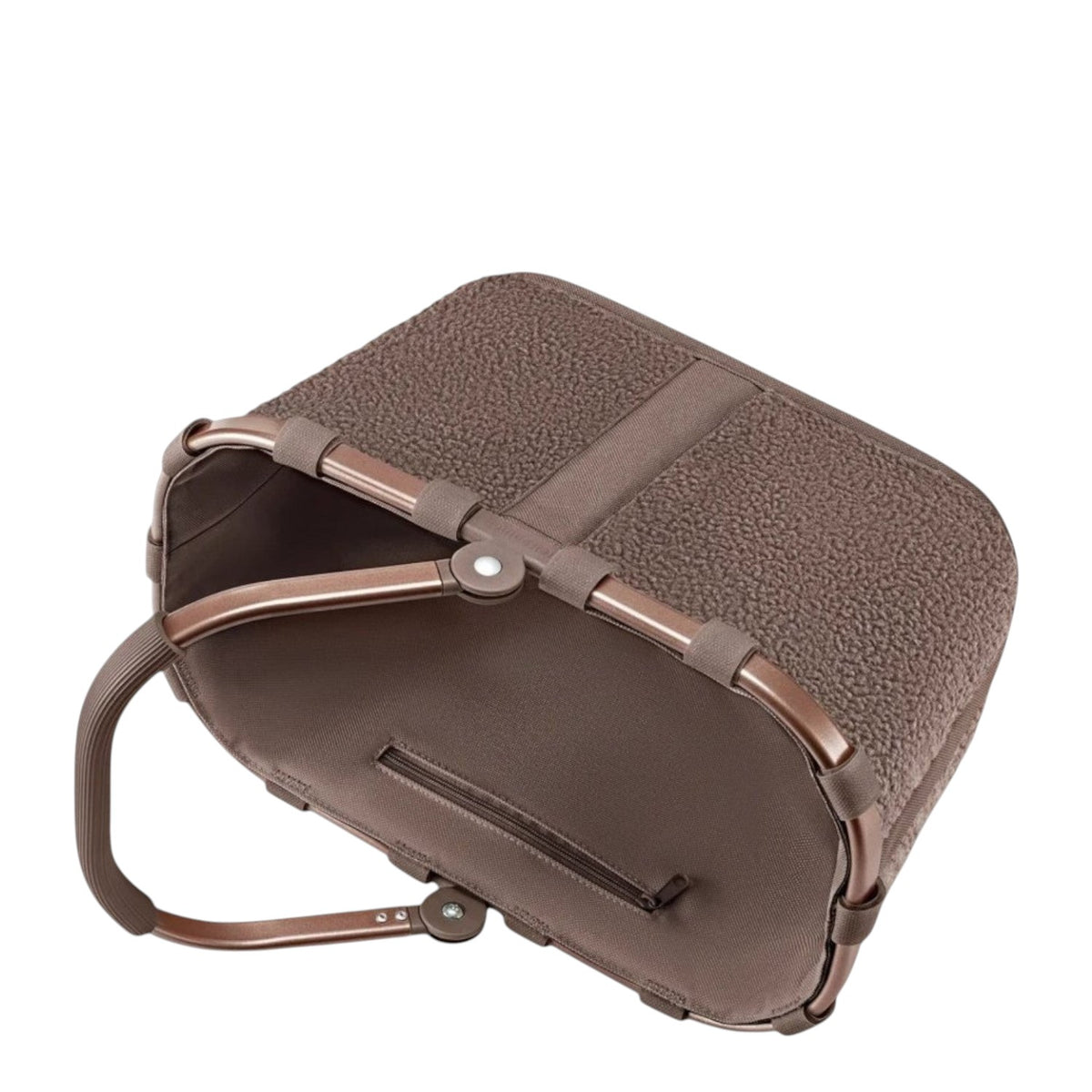 Lieblingstasche Carrybag in brown with a textured fabric body and a sturdy, soft-grip aluminium handle.