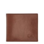 Lieblingstasche bi-fold wallet in brown leather with embossed logo detail.