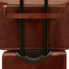 Lieblingstasche brown leather business bag with gold zipper detail and luggage strap