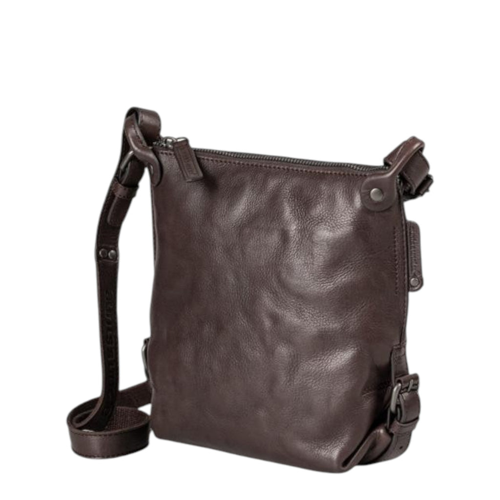 Lieblingstasche Mrs. Chocolate Cookie dark brown leather crossbody bag with adjustable strap