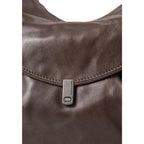 Lieblingstasche Mrs. Banoffee Pie dark brown leather handbag with a metallic clasp detail