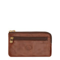 Lieblingstasche brown leather key pouch with gold zipper and embossed logo.