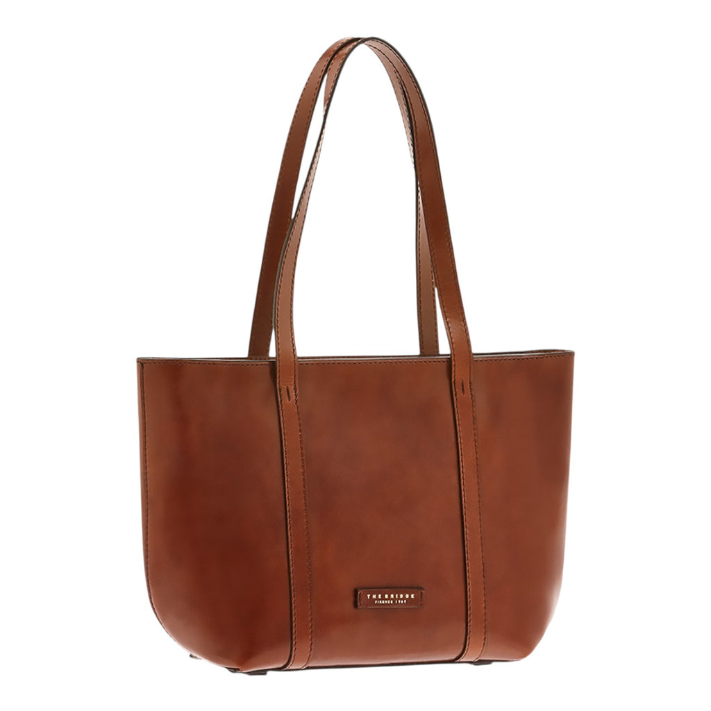 Lieblingstasche brown leather tote bag with double shoulder straps and embossed logo.