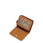Lieblingstasche brown leather wallet with card slots and a clear ID window, open view