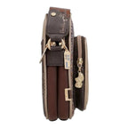 Lieblingstasche brown patterned cross-body bag with gold-tone hardware and side zip pocket