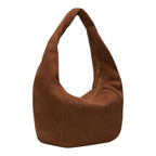 Lieblingstasche Farrah II Hobo M brown suede shoulder bag with a knotted handle and gold zipper closure
