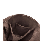Interior view of a brown Lieblingstasche moonbag featuring soft teddy fleece lining and a convenient slip pocket.