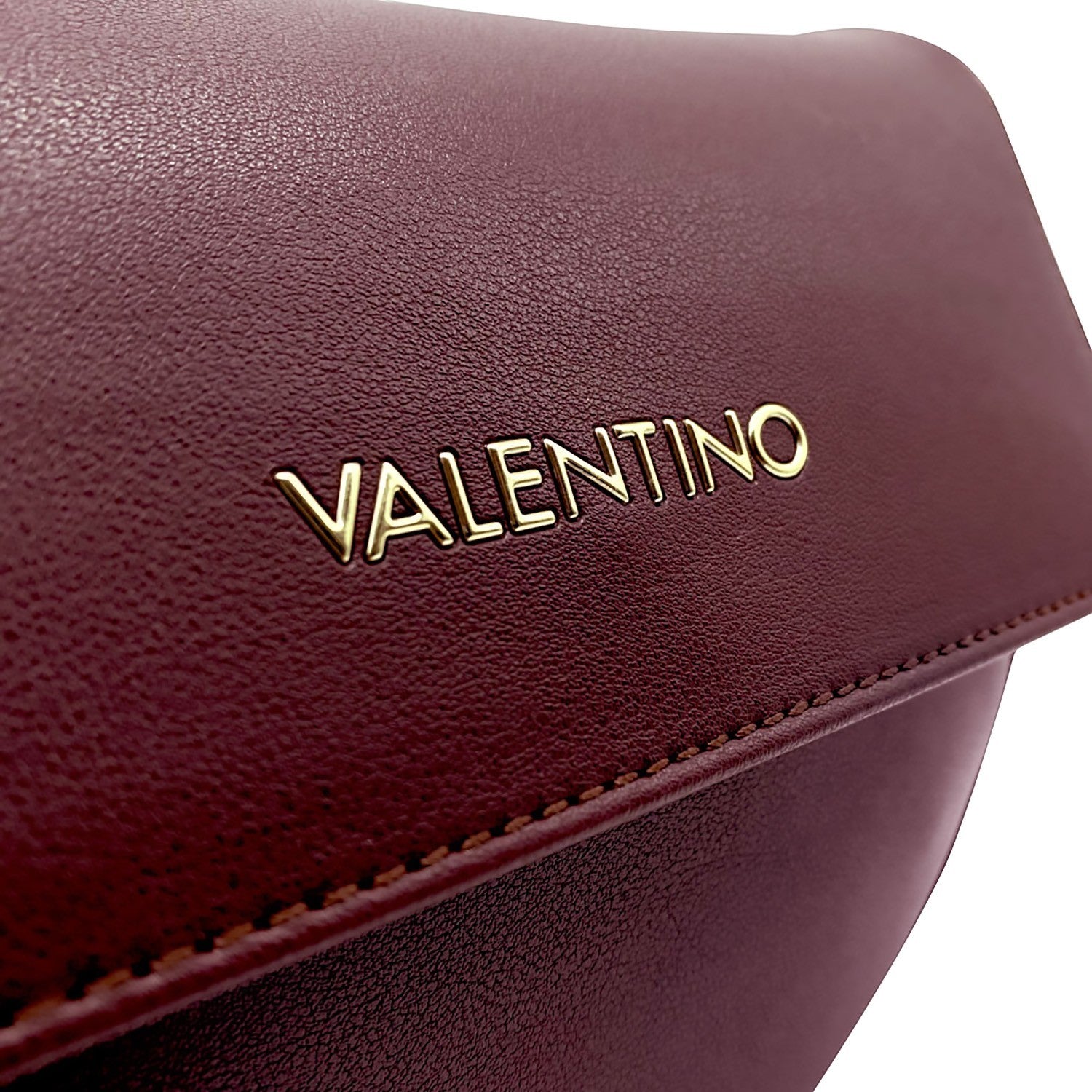 Lieblingstasche Flap Bag Bigs in deep burgundy leather with gold Valentino logo.