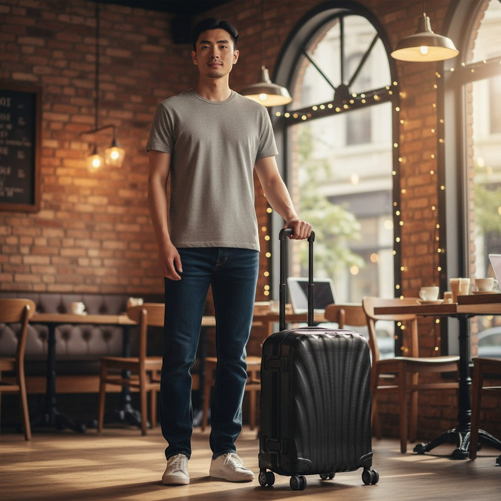 Lieblingstasche C-Lite Spinner 55/20 black carry-on suitcase with textured shell and spinner wheels.