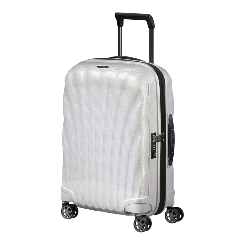 Lieblingstasche C-Lite Spinner 55/20 Exp carry-on suitcase in off-white with a textured shell and four spinner wheels.