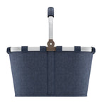 Lieblingstasche Carrybag in dark blue herringbone fabric with a sturdy aluminium handle for shopping and picnics