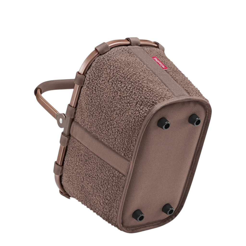 Lieblingstasche Carrybag XS in brown teddy fleece with a sturdy frame and protective feet on the base