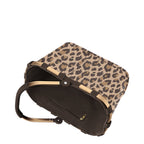 Lieblingstasche Carrybag XS shopping basket in leopard print with gold-tone frame and brown interior