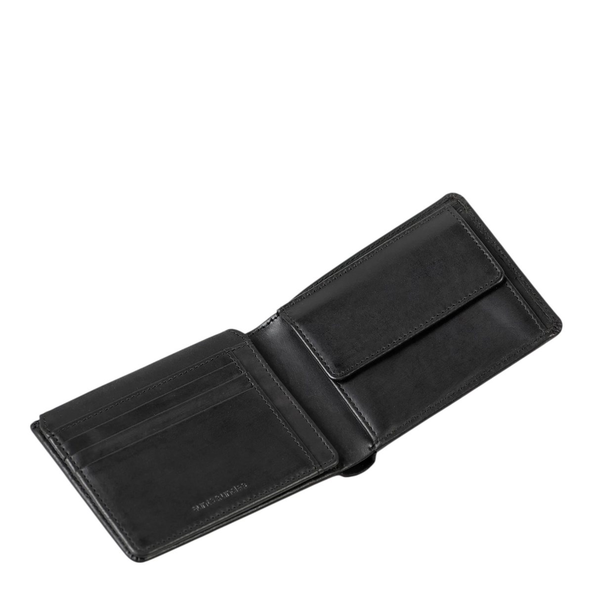 Lieblingstasche Clay black leather bifold wallet with card slots and coin pocket open view