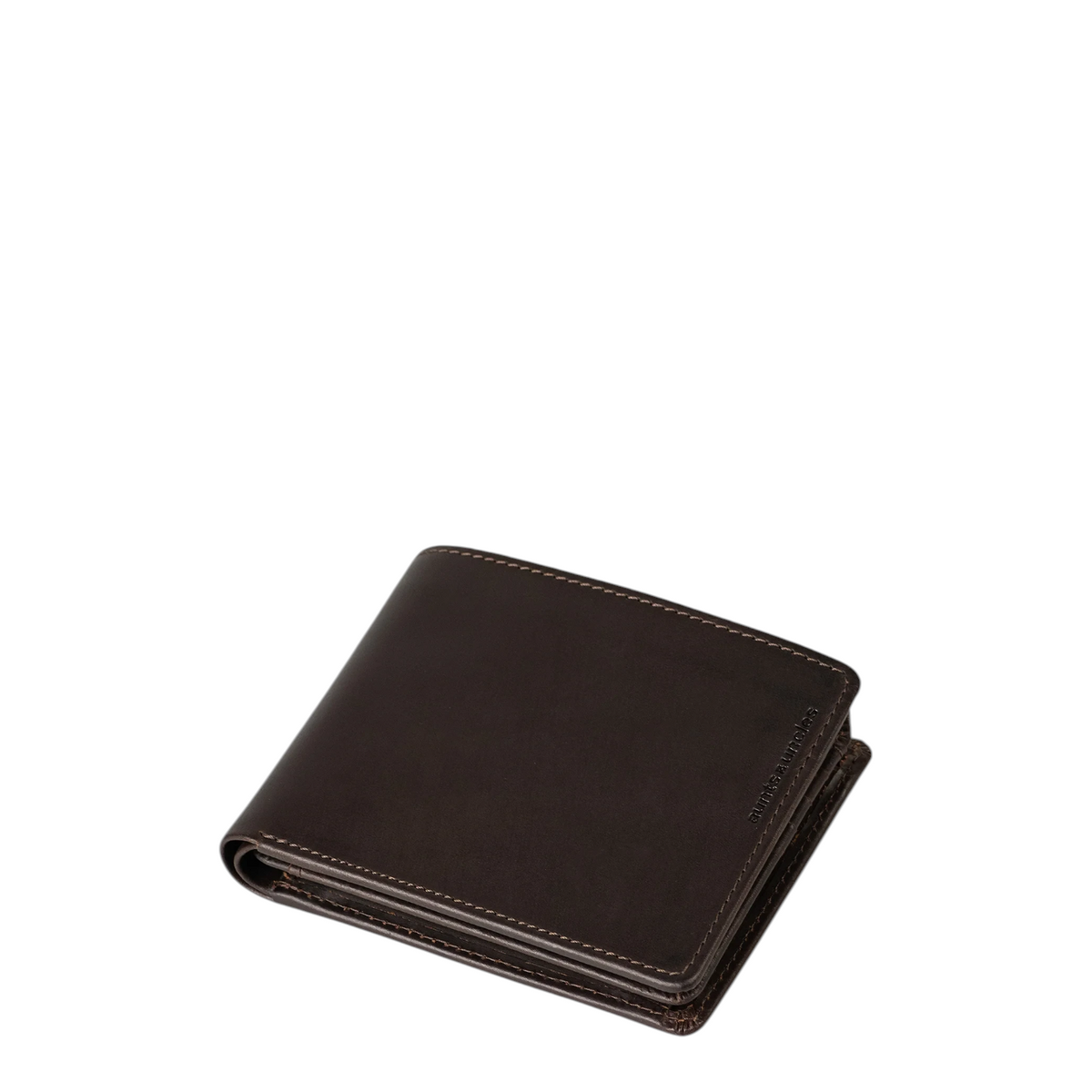 Lieblingstasche Clay dark brown leather bifold wallet with visible stitching on a white background