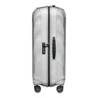 Lieblingstasche C-Lite Spinner 69/25 silver hardside suitcase side view with integrated TSA lock and spinner wheels