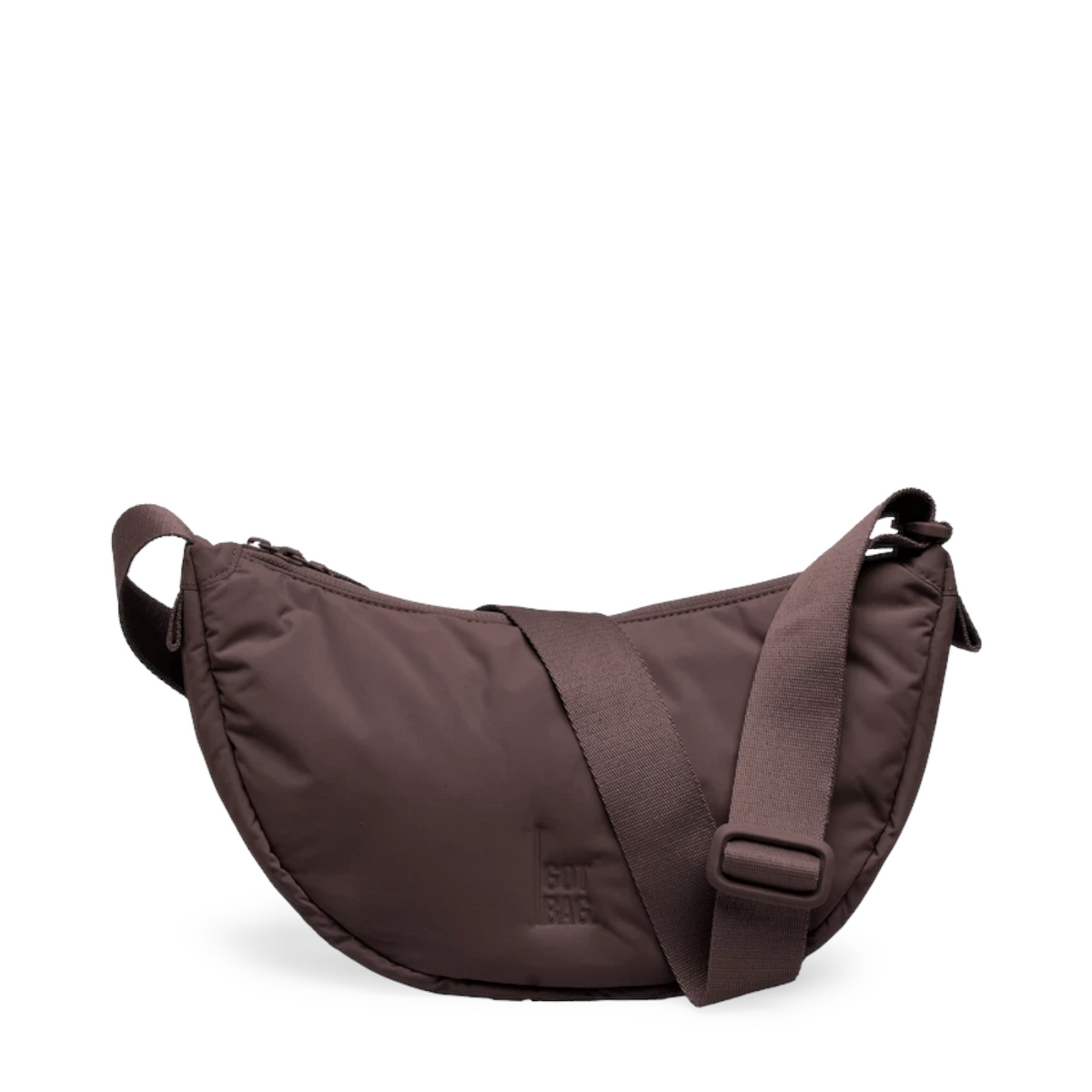 Lieblingstasche Cloud Moon Bag Small in dark brown with a crescent shape and adjustable crossbody strap