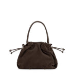 Lieblingstasche Cool Companion Suede S dark brown suede handbag with drawstring closure and top handle