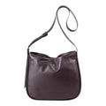 Lieblingstasche Coral dark brown leather hobo shoulder bag with adjustable strap on a white background