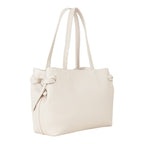 Lieblingstasche cream faux leather tote bag with knotted side details and double straps.