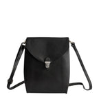 Lieblingstasche dark blue leather fold-over flap crossbody bag with silver clasp.