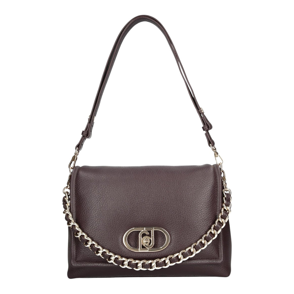 Lieblingstasche Crossbody L bag in dark brown pebbled leather with a gold chain accent and logo clasp