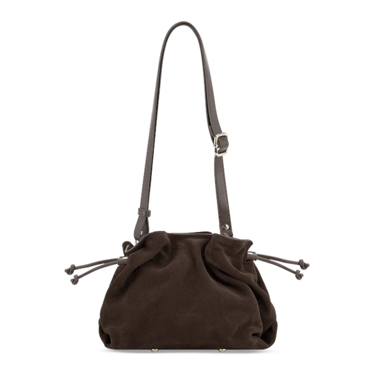 Lieblingstasche Cool Companion Suede S dark brown suede leather drawstring handbag with adjustable shoulder strap