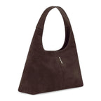Lieblingstasche Alltime Lover ReSuede M dark brown suede hobo bag with a minimalist design and shoulder strap