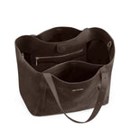 Lieblingstasche Pretty Wonder Suede dark brown leather tote bag with open interior and zippered pocket