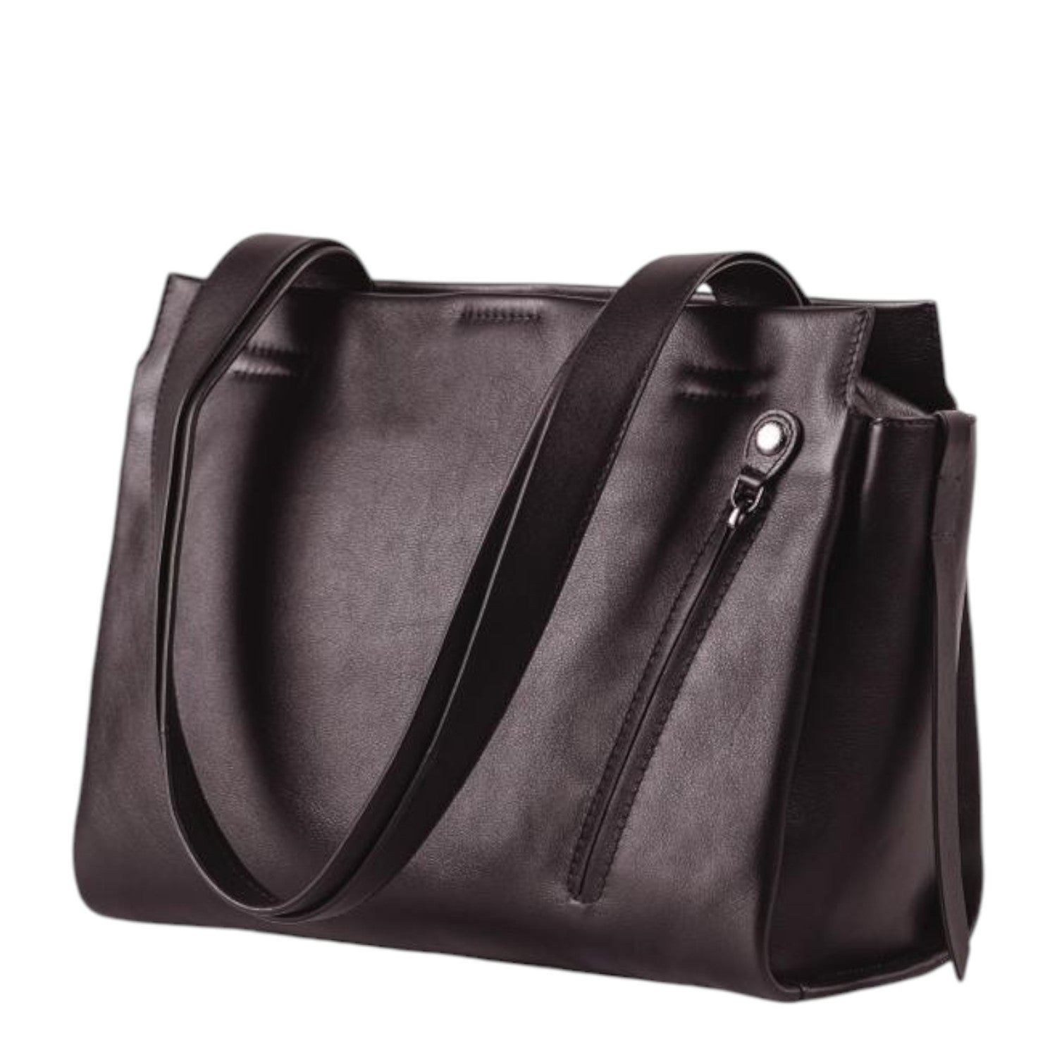 Lieblingstasche Dawn dark brown leather shoulder bag with structured design and side zipper detail