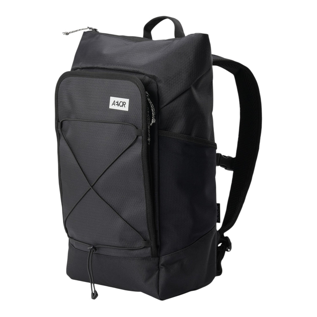 Lieblingstasche Day Pack FLX black backpack with front bungee cord system and roll-top design