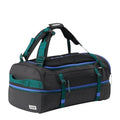 Lieblingstasche Duffel Pack in black with teal and blue accents, featuring expandable storage and backpack straps.