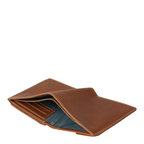 Lieblingstasche Duke brown leather bifold wallet with blue fabric lining on a white background