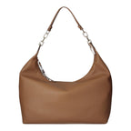 Lieblingstasche ECS Hobo M brown leather shoulder bag with a decorative silver chain strap detail