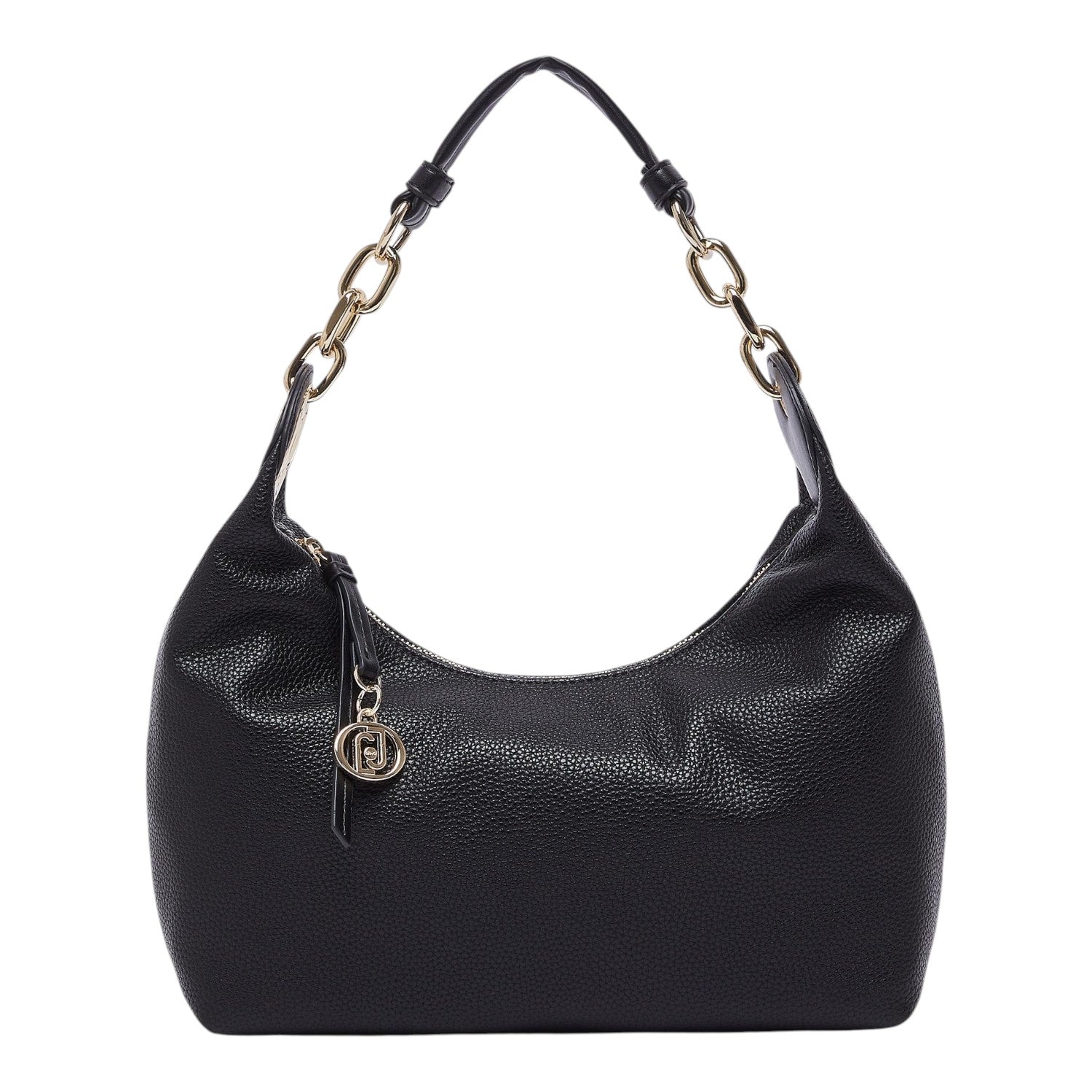 Lieblingstasche ECS Hobo S black shoulder bag with gold chain strap and logo charm