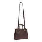 Lieblingstasche ECS Satchel S in dark brown leather with braided top handles and an adjustable shoulder strap