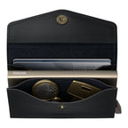 Lieblingstasche Envelope Original black leather wallet with gold card holder, coins, and key inside