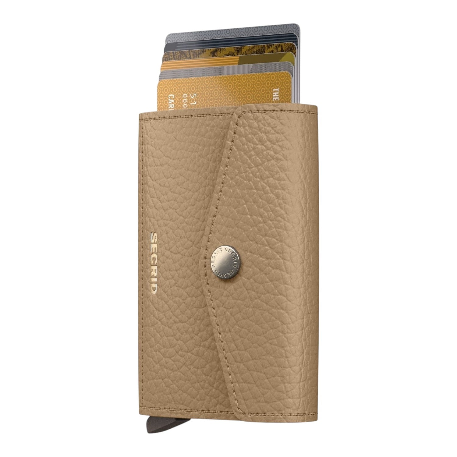 Lieblingstasche Envelope Pebble beige leather card protector wallet with snap button closure and card access