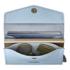 Lieblingstasche Envelope Pebble light blue leather wallet with open flap, card holder, and coin compartment