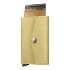 Lieblingstasche Envelope Pebble card holder in light yellow textured leather with a snap button closure